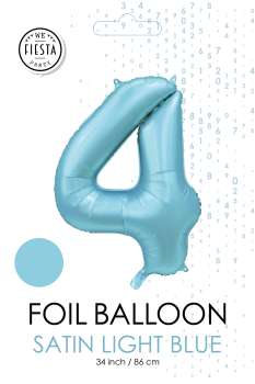 XXL Folienballon Zahl 4 Satin Hellblau